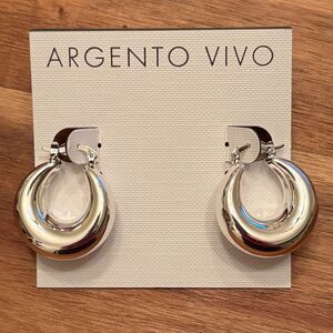 Argento Vivo | Tapered Hoop Earrings | Silver Tone | 1” Drop